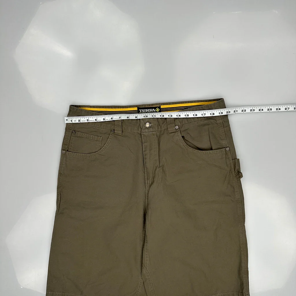 Terra Carpenter Shorts - 38W 11L Khaki Cotton - Image 3