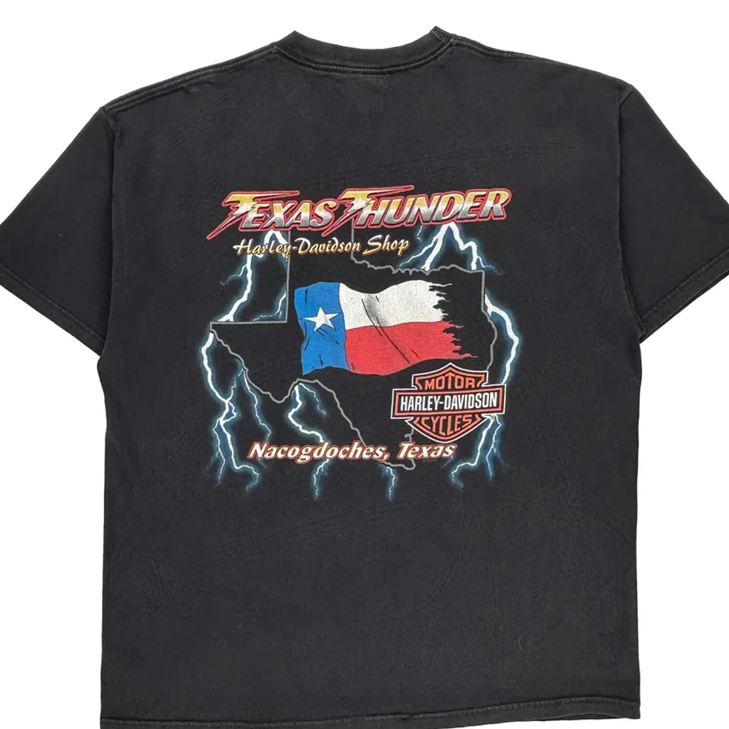 Texas Thunder Harley-Davidson Shop Harley Davidson Graphic T-Shirt - XL Black Cotton - Image 6