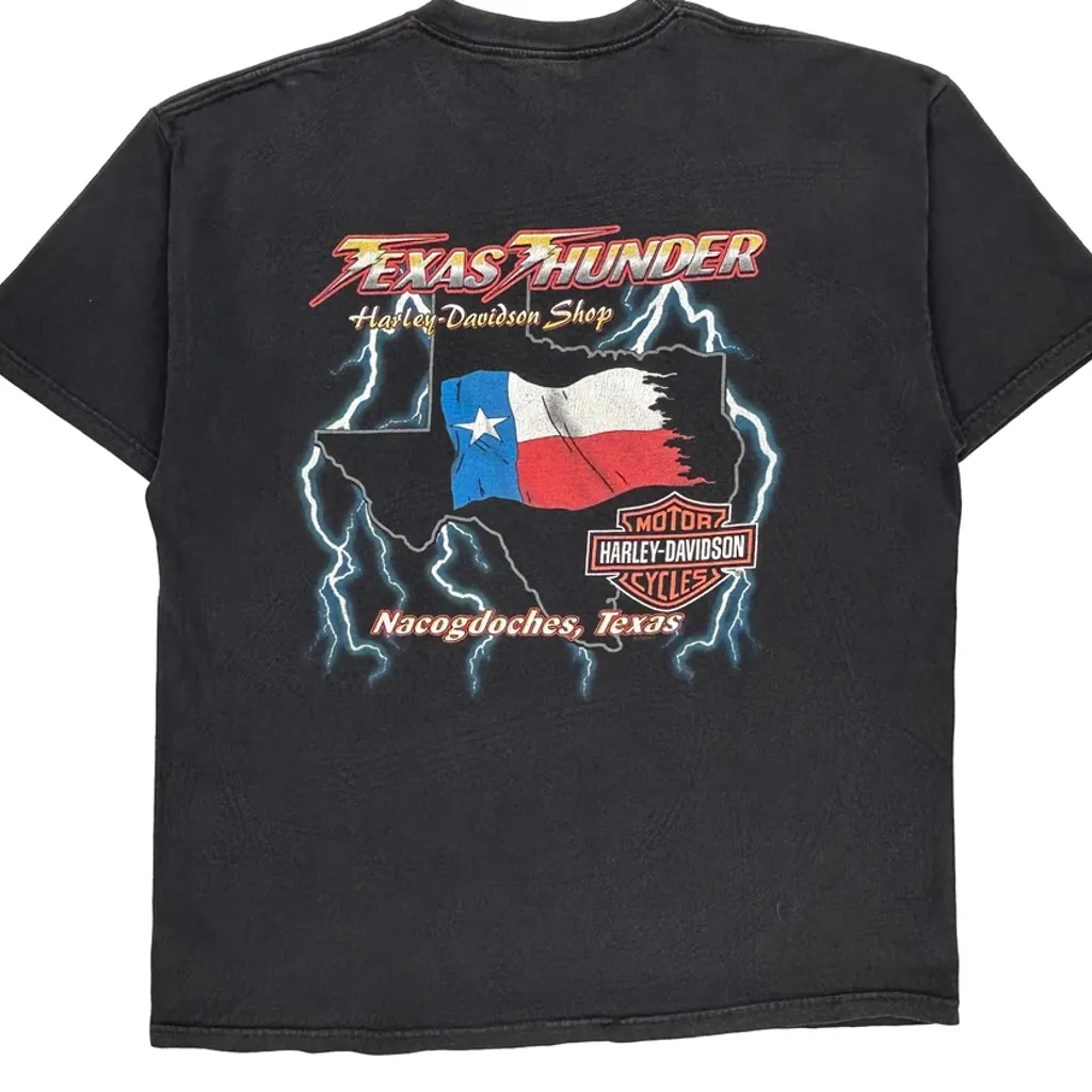 Texas Thunder Harley-Davidson Shop Harley Davidson Graphic T-Shirt - XL Black Cotton - Image 7