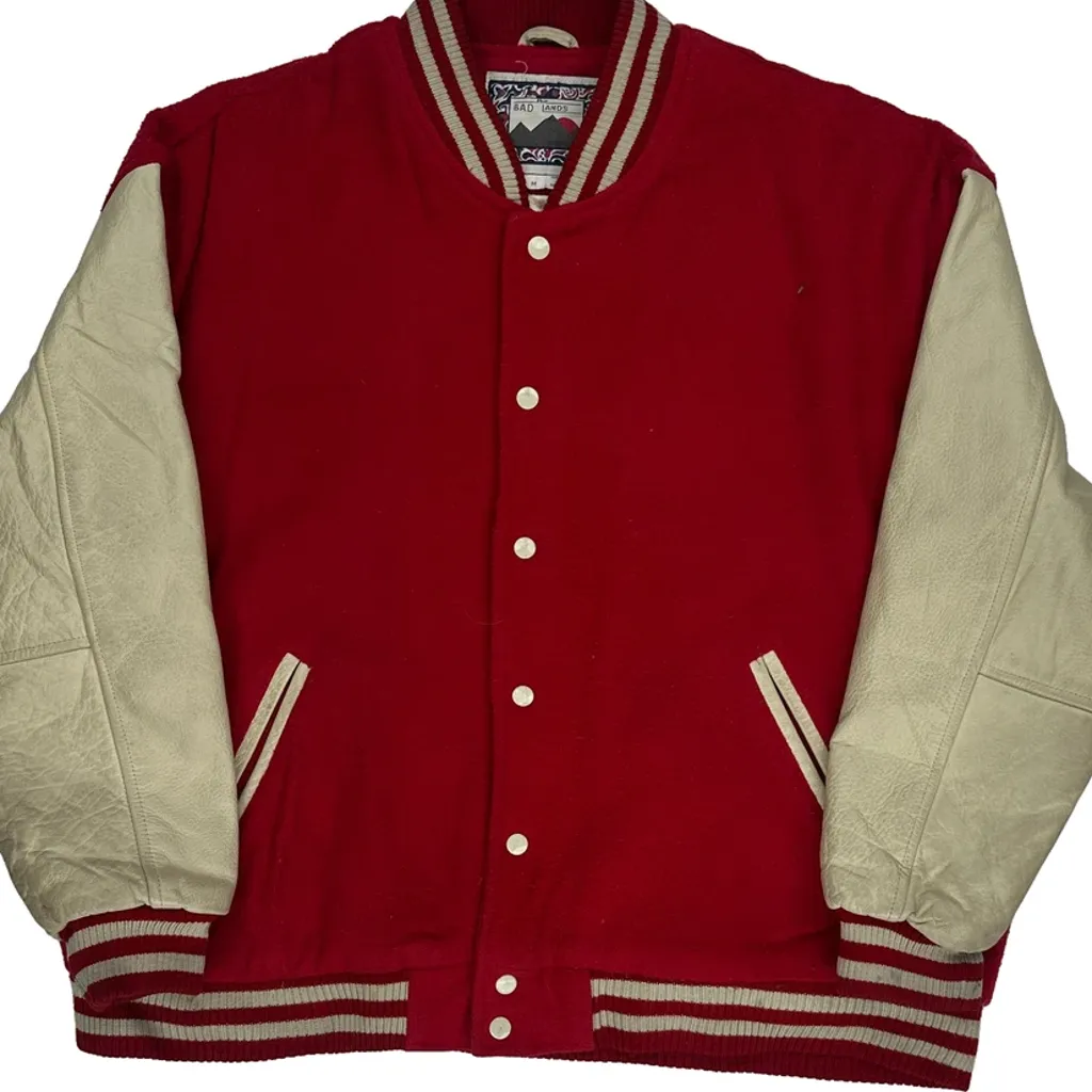 The Bad Lands Varsity Jacket - Medium Red Wool Blend - Image 5