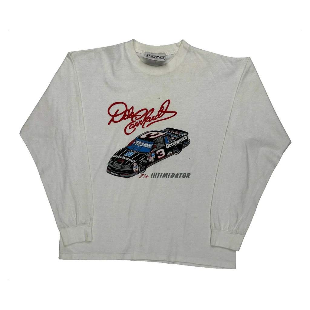 The Intimidator J Riggins Nascar Long Sleeve T-Shirt - Medium White Cotton