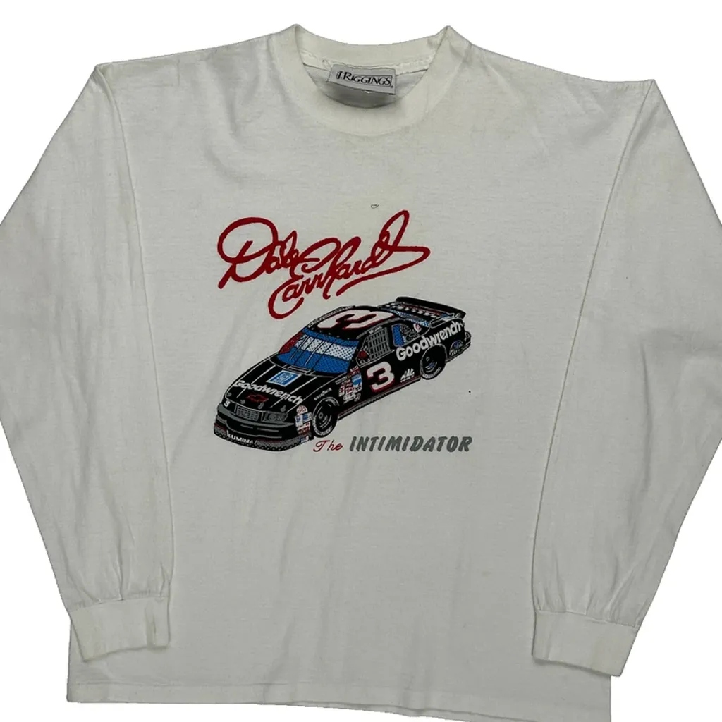 The Intimidator J Riggins Nascar Long Sleeve T-Shirt - Medium White Cotton - Image 5