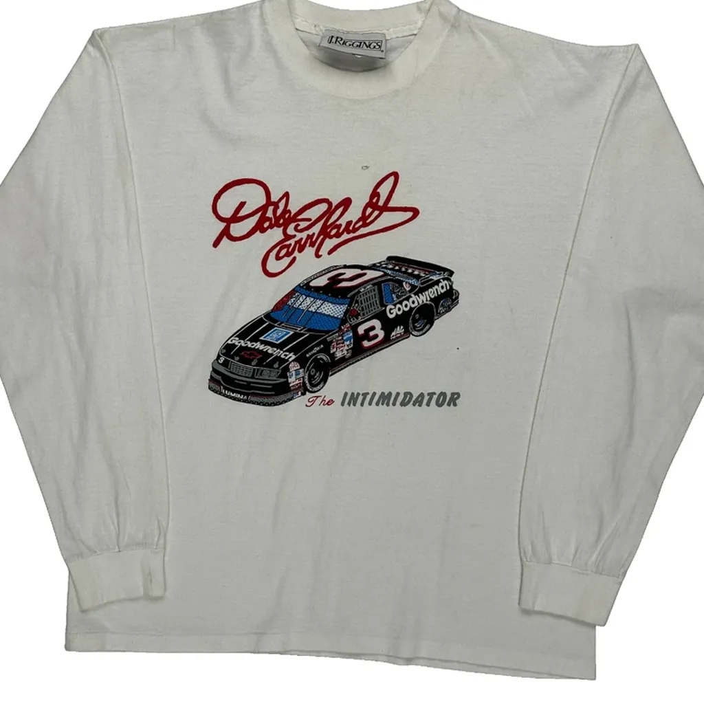 The Intimidator J Riggins Nascar Long Sleeve T-Shirt - Medium White Cotton - Image 6