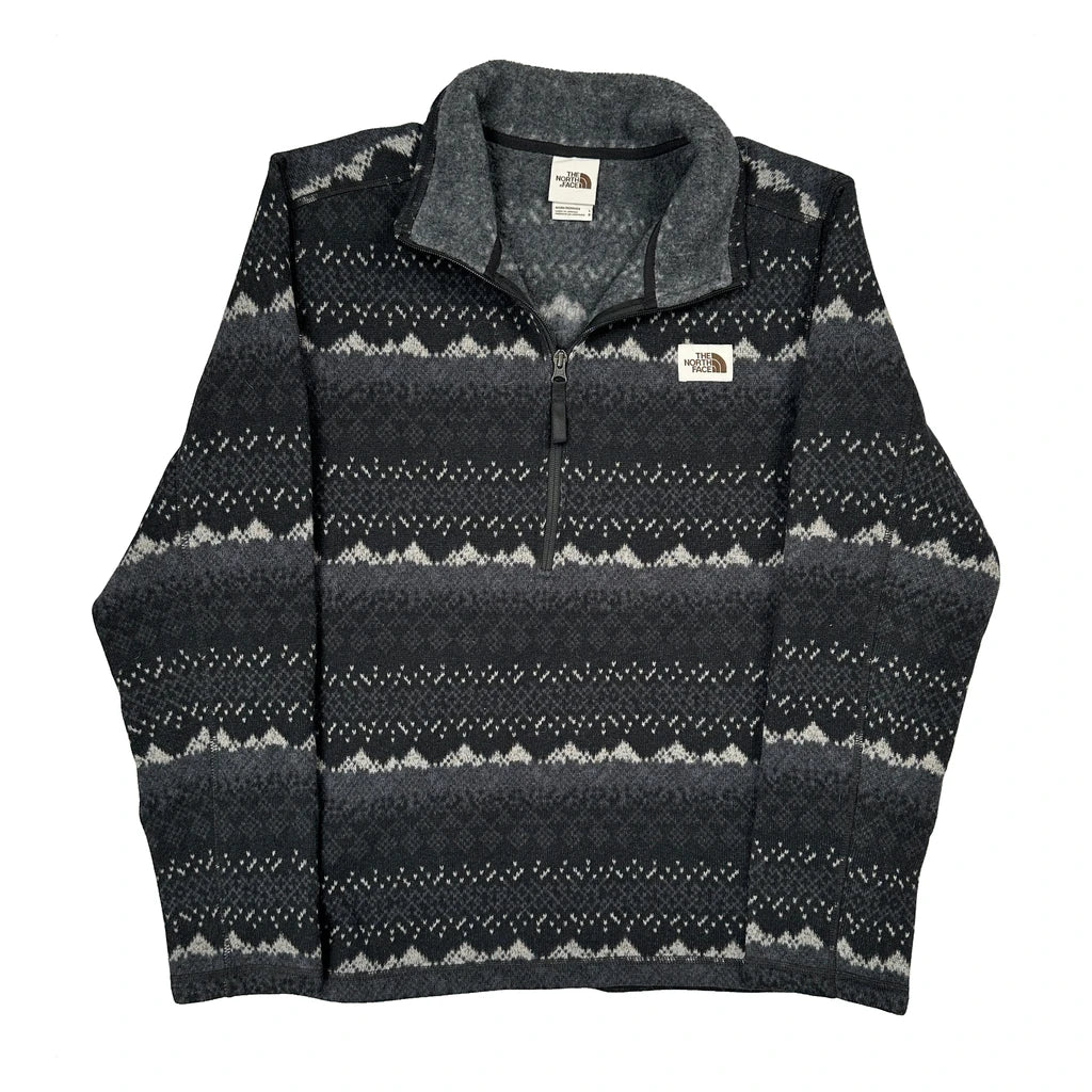 The North Face Argyle 1/4 Zip - Large Gray Polyester