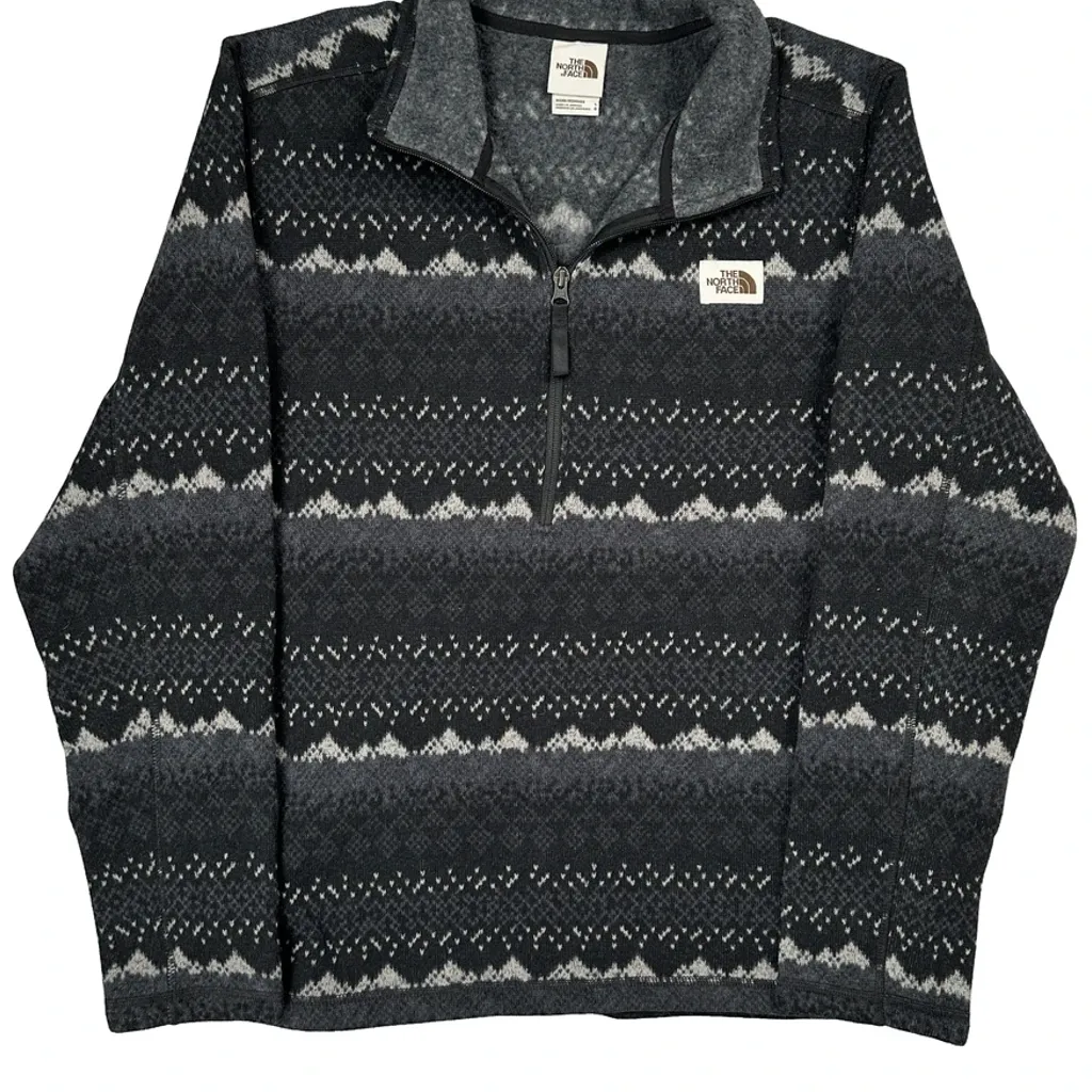 The North Face Argyle 1/4 Zip - Large Gray Polyester - Image 4