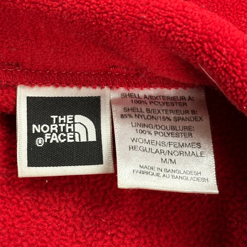 The North Face Fleece Jacket - Medium Red Polyester - Image 3