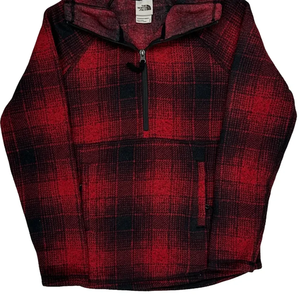 The North Face Checked Fleece - Small Red Polyester - Image 5