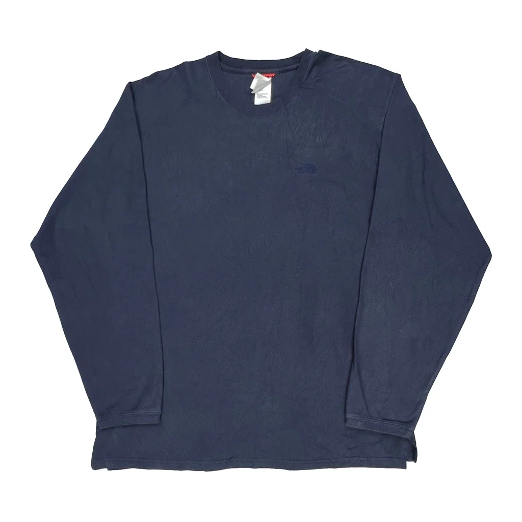 The North Face Long Sleeve T-Shirt - Large Blue Cotton