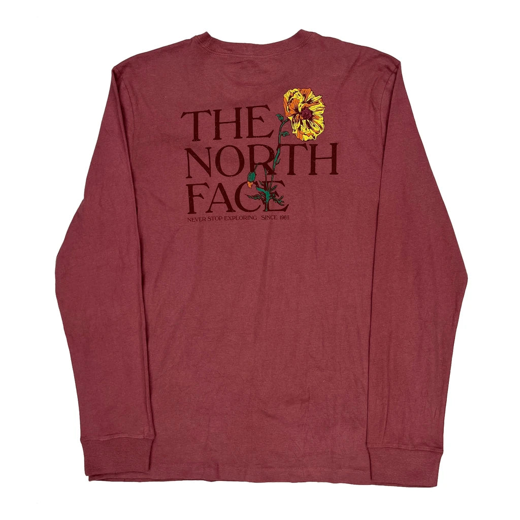 The North Face Floral Long Sleeve T-Shirt - XL Red Cotton - Image 2