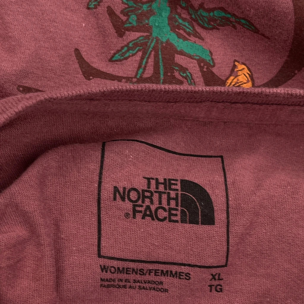 The North Face Floral Long Sleeve T-Shirt - XL Red Cotton - Image 3