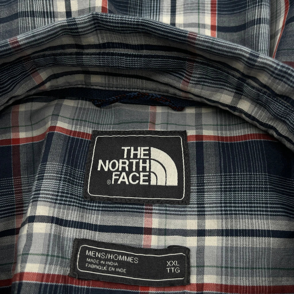 The North Face Checked Short Sleeve Shirt - 2XL Blue Cotton - Image 3
