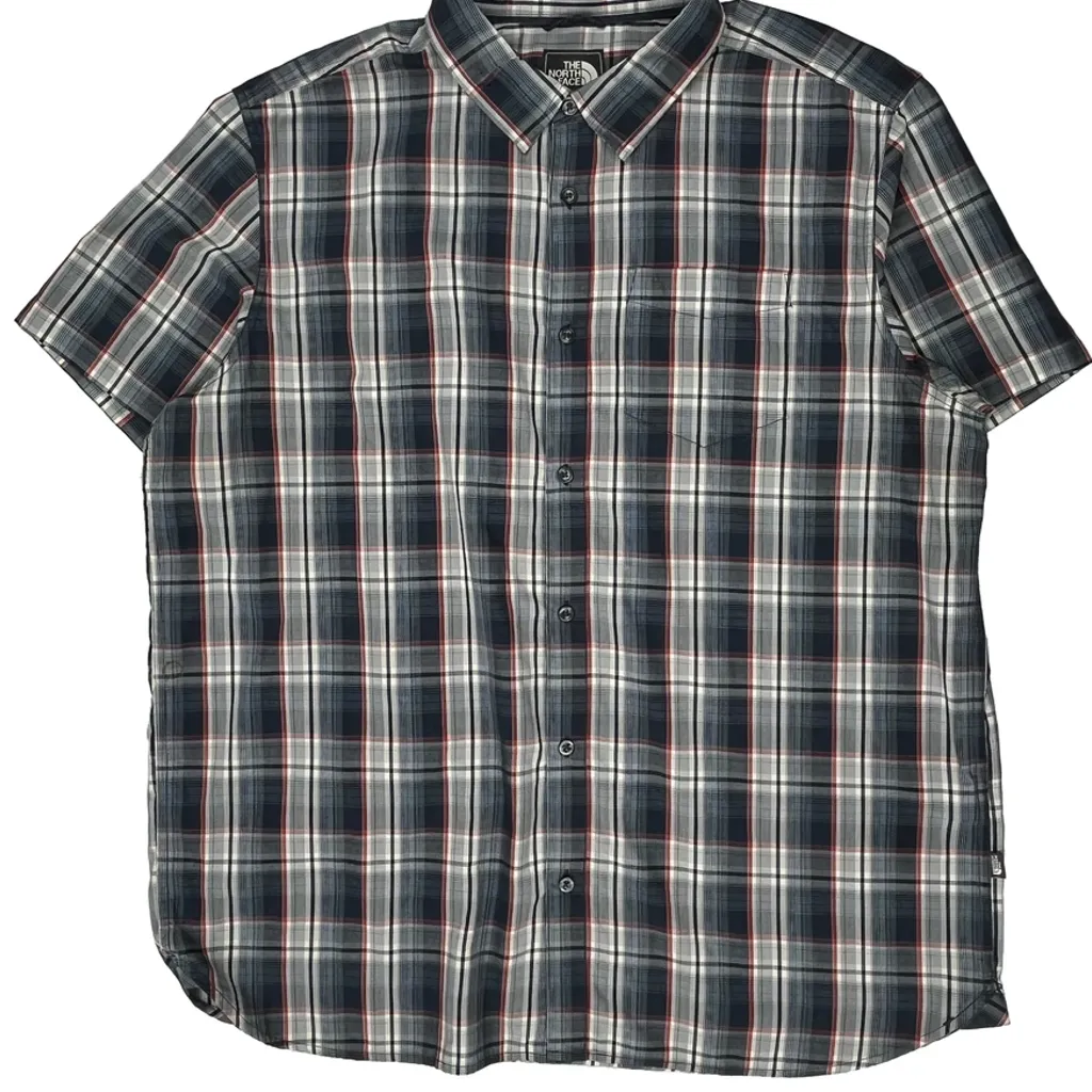 The North Face Checked Short Sleeve Shirt - 2XL Blue Cotton - Image 4