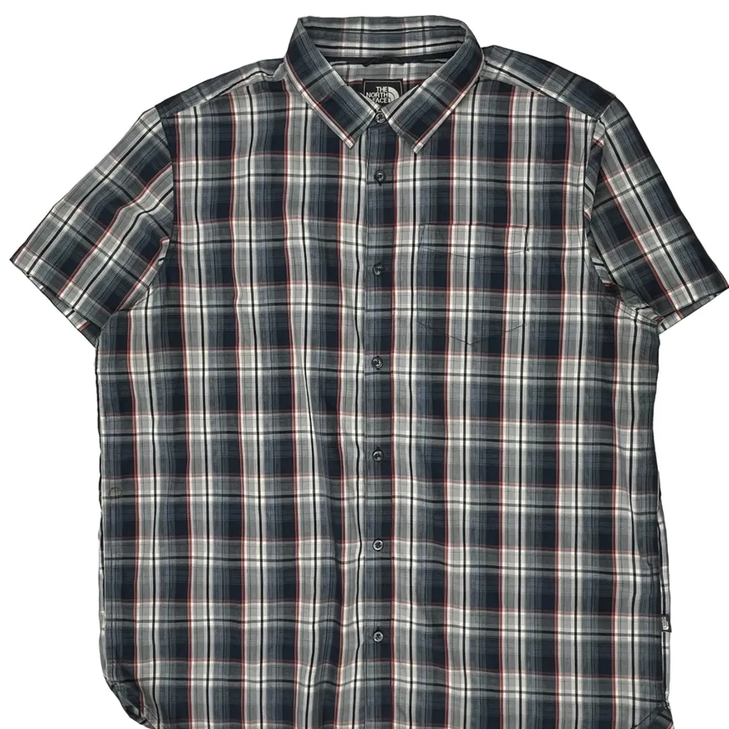 The North Face Checked Short Sleeve Shirt - 2XL Blue Cotton - Image 5
