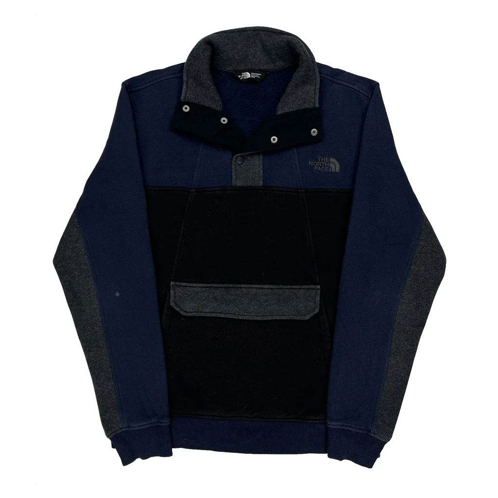 The North Face Collared Sweatshirt - Medium Blue Polyester