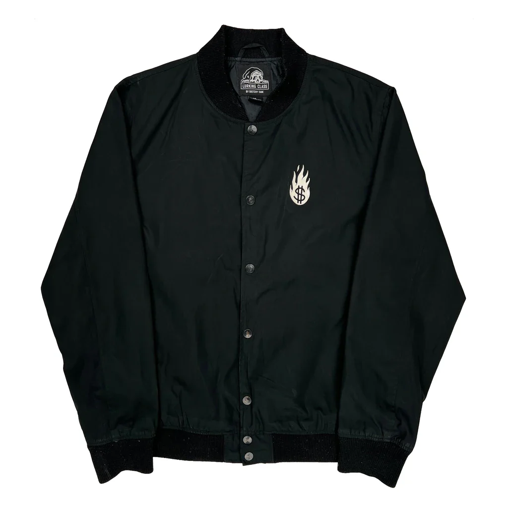 The Root Of All Evil Sketchy Tank Graphic Coach Bomber Jacket - XL Black Polyester