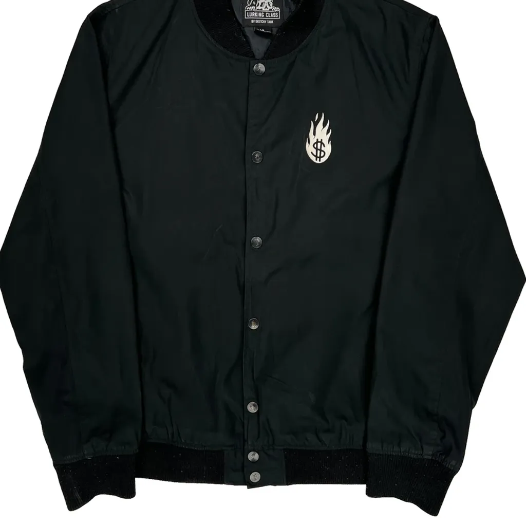 The Root Of All Evil Sketchy Tank Graphic Coach Bomber Jacket - XL Black Polyester - Image 4