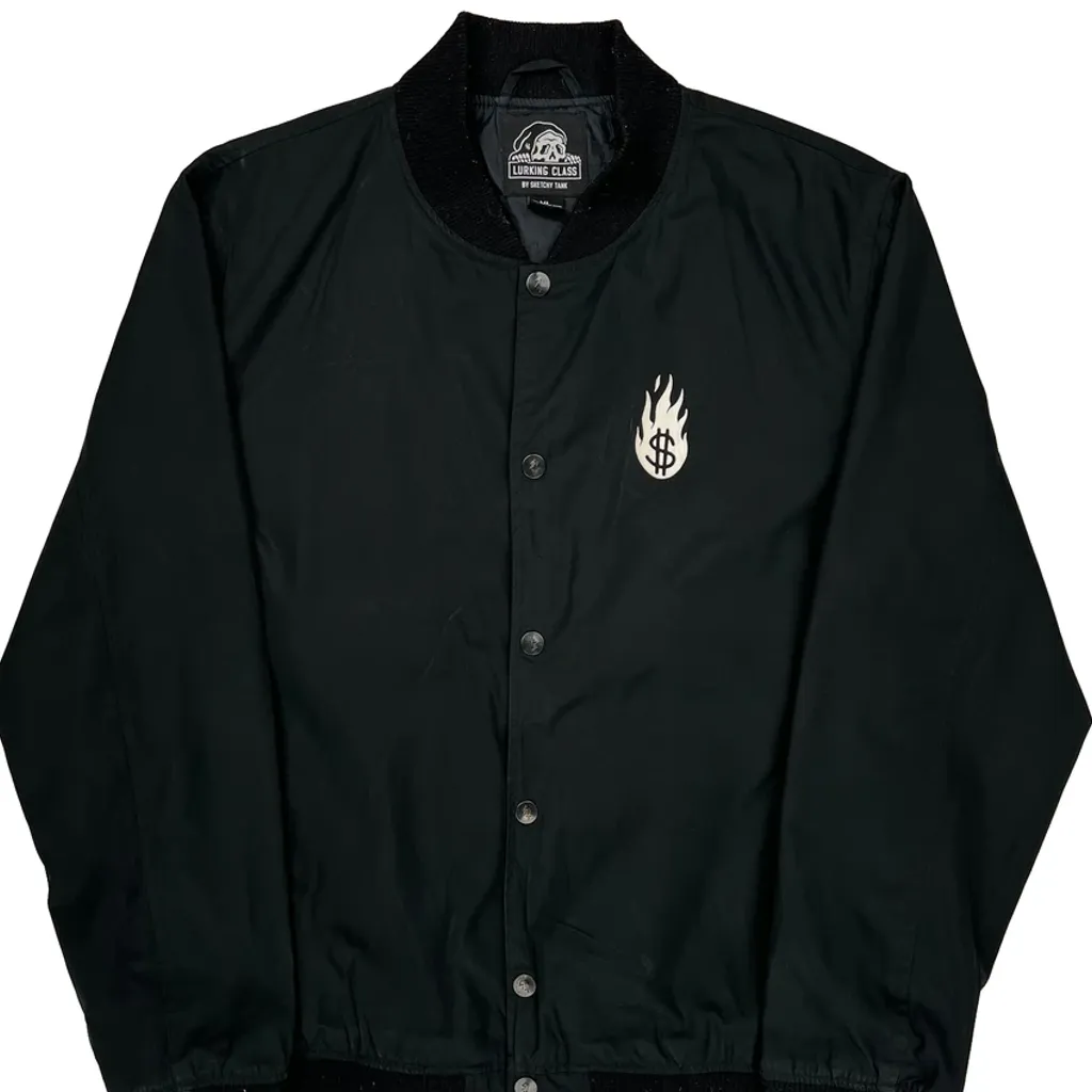 The Root Of All Evil Sketchy Tank Graphic Coach Bomber Jacket - XL Black Polyester - Image 5