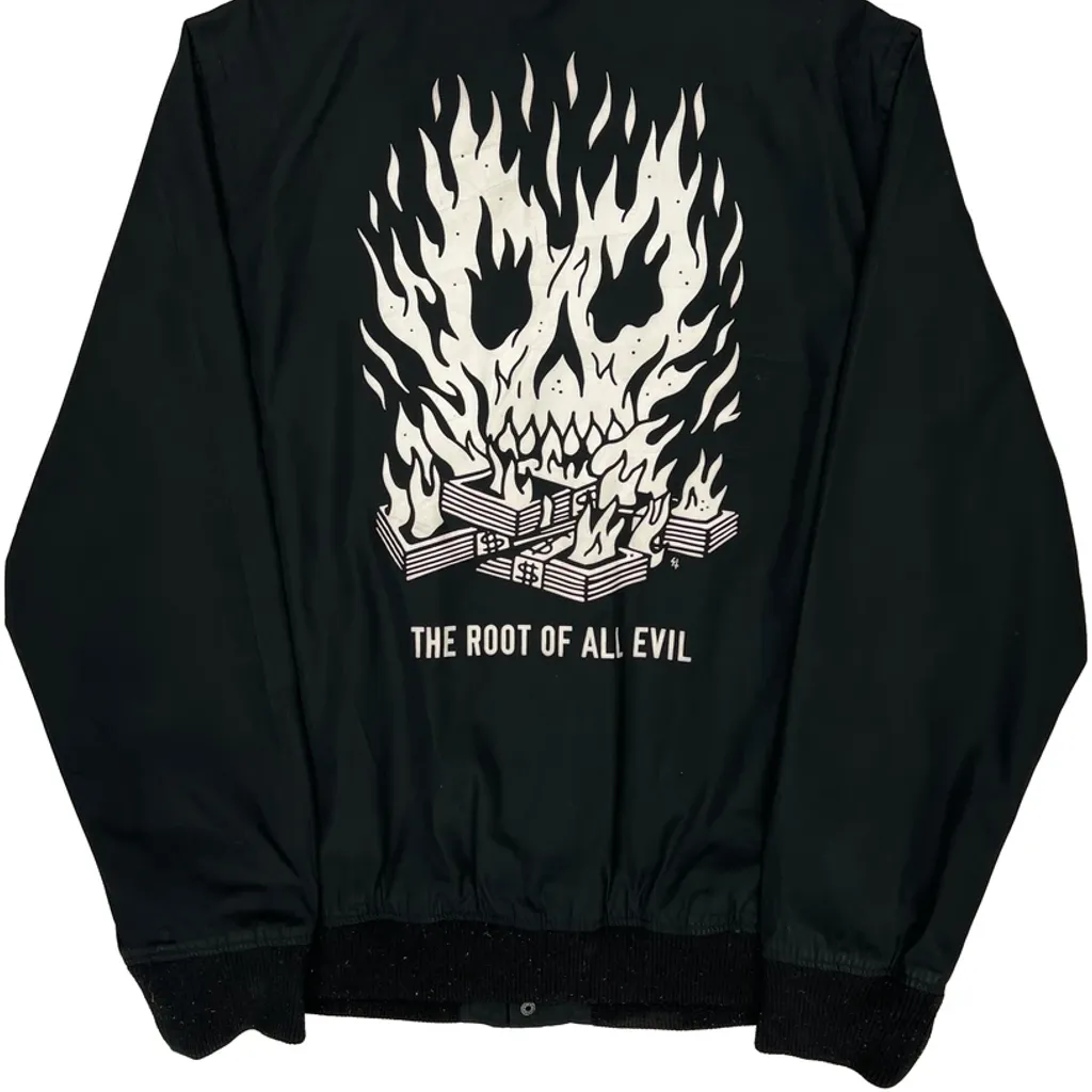 The Root Of All Evil Sketchy Tank Graphic Coach Bomber Jacket - XL Black Polyester - Image 7