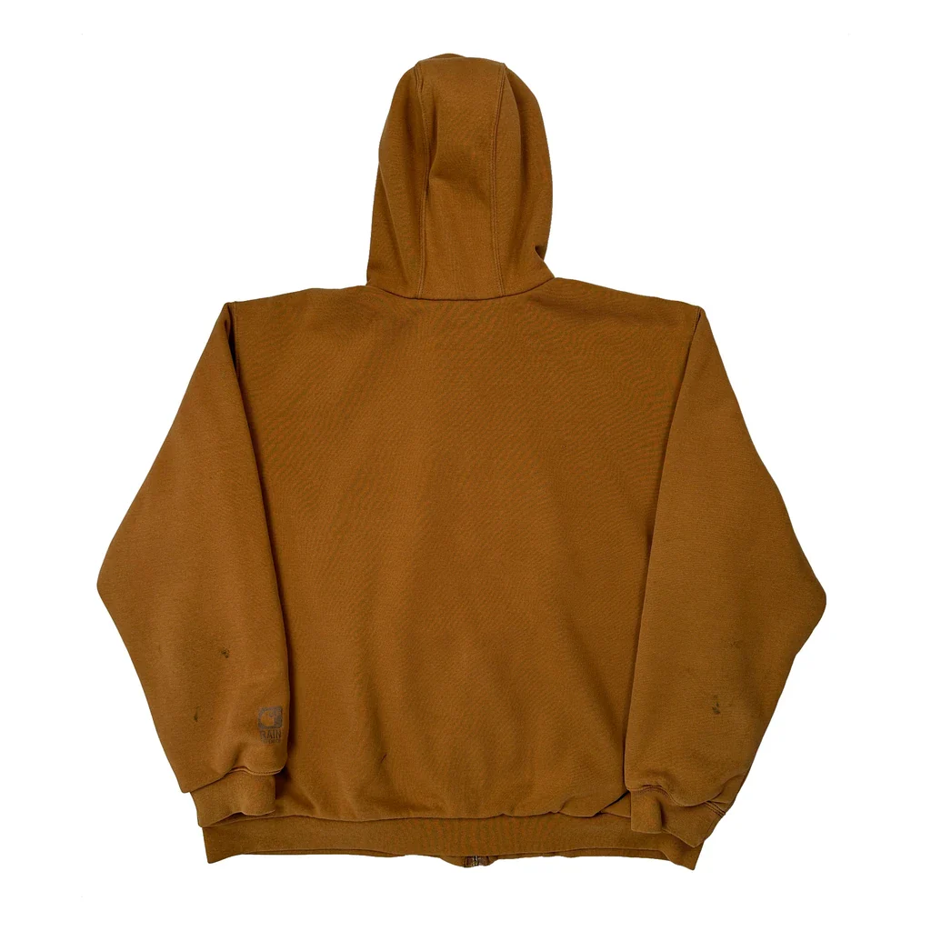 Thermal Lined Carhartt Full Zip Hoodie - XL Brown Cotton - Image 2