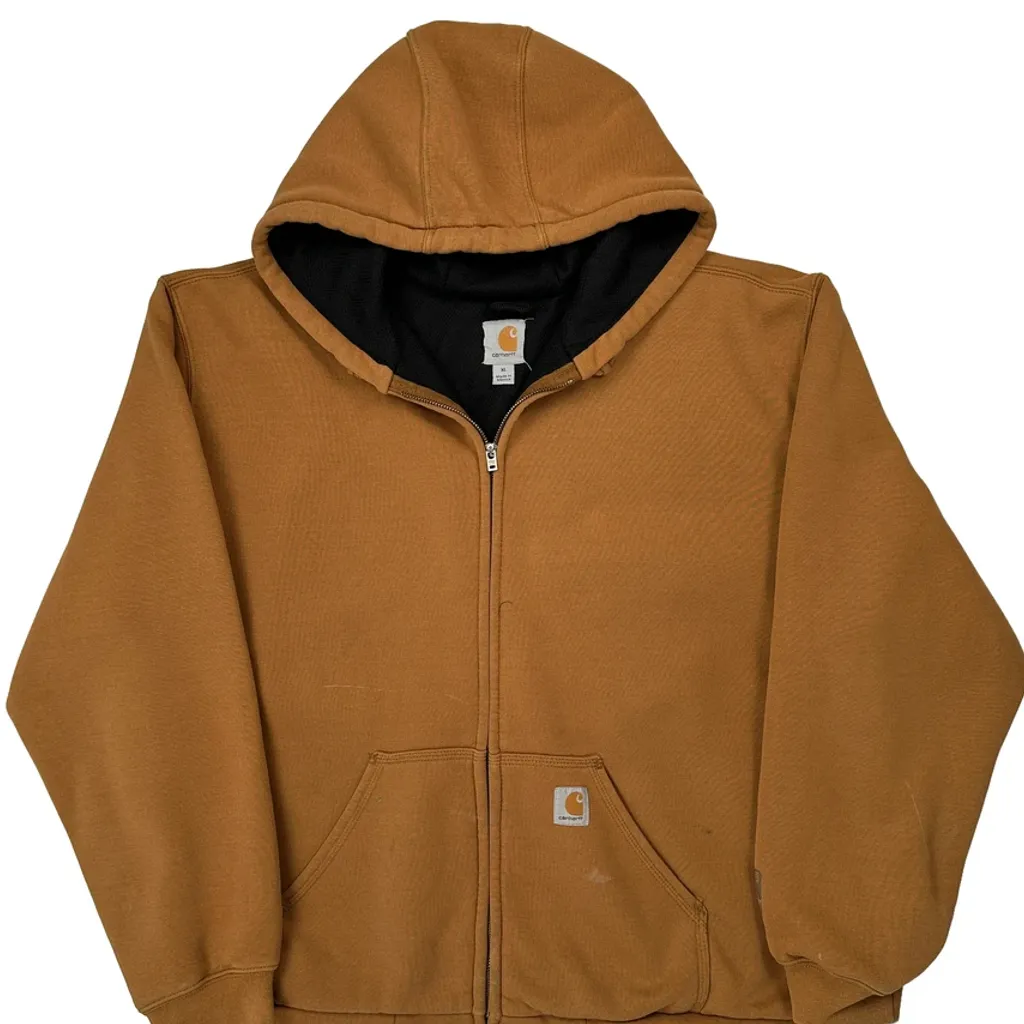 Thermal Lined Carhartt Full Zip Hoodie - XL Brown Cotton - Image 4