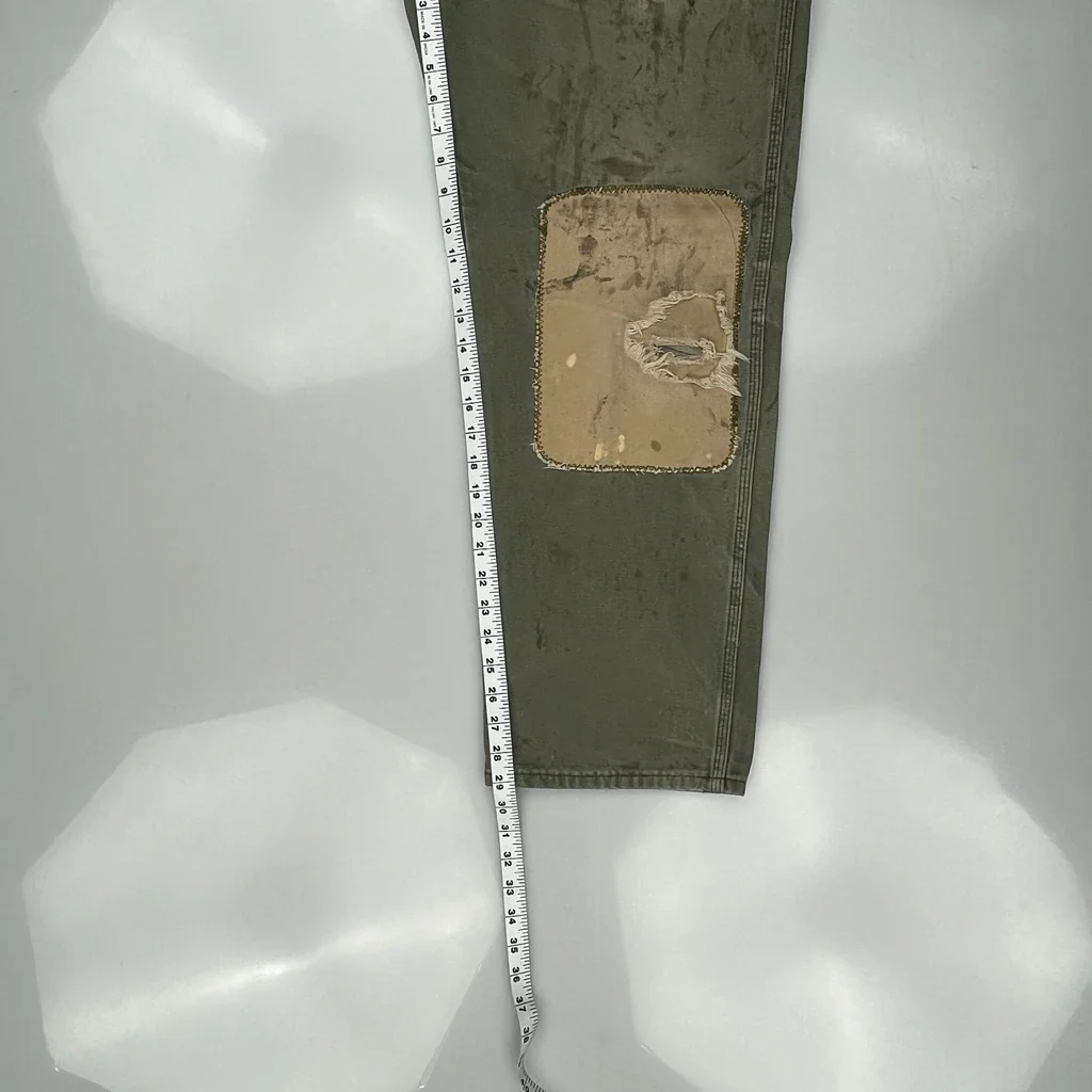 Thrashed Dickies Repaired Double Knee Carpenter Trousers - 32W 30L Green Cotton - Image 5