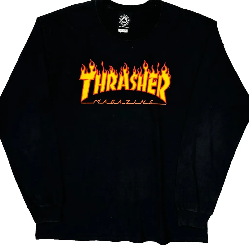 Thrasher Graphic Long Sleeve T-Shirt - Large Black Cotton - Image 5