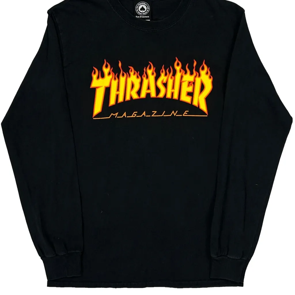 Thrasher Graphic Long Sleeve T-Shirt - Small Black Cotton - Image 5