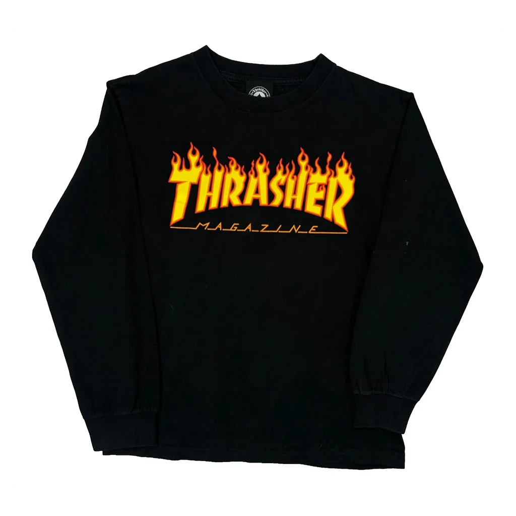 Thrasher Long Sleeve T-Shirt - XS Black Cotton