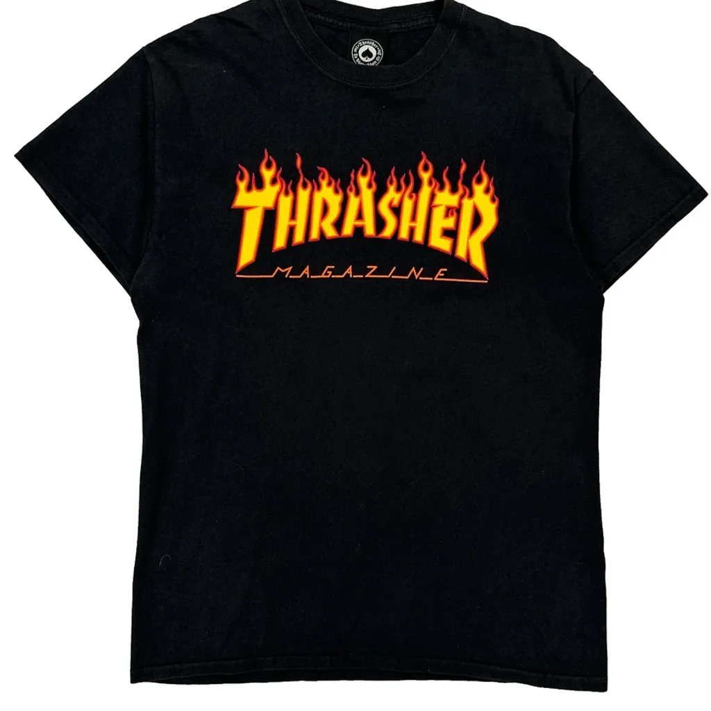 Thrasher Graphic T-Shirt - Medium Black Cotton - Image 4