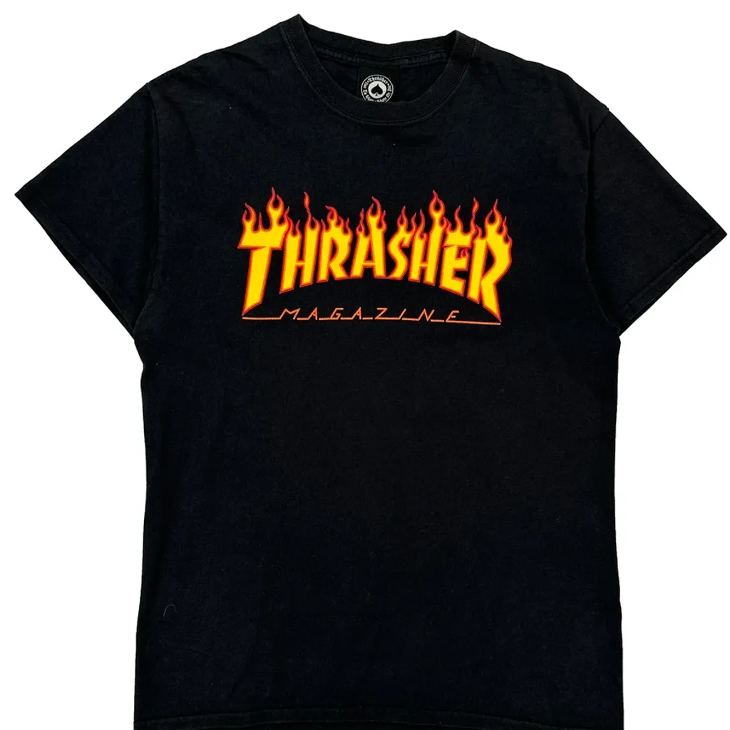 Thrasher Graphic T-Shirt - Medium Black Cotton - Image 5