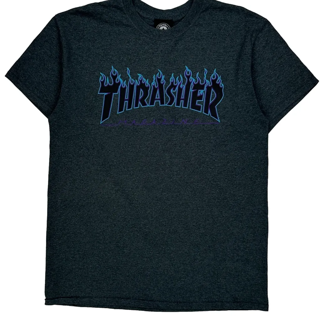 Thrasher Graphic T-Shirt - Medium Grey Cotton - Image 4