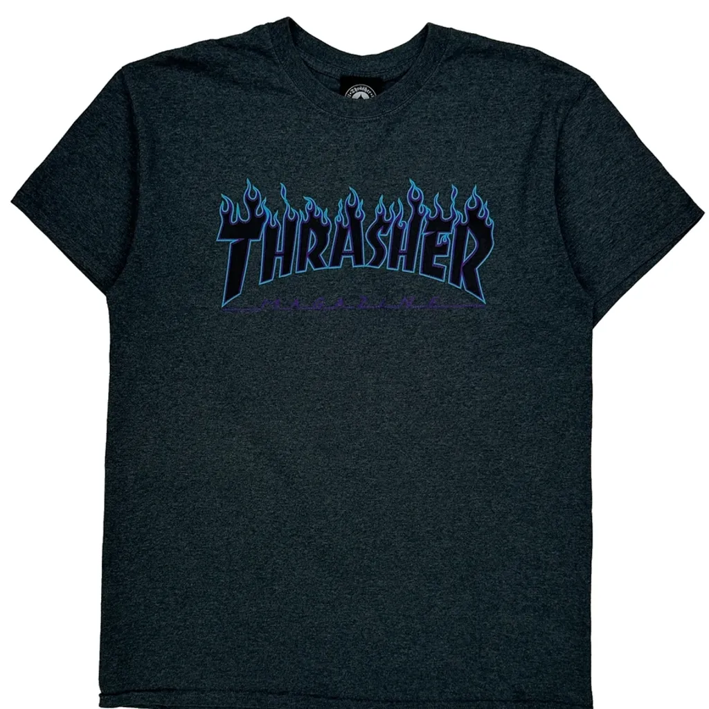 Thrasher Graphic T-Shirt - Medium Grey Cotton - Image 5