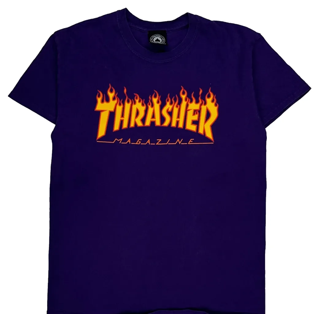 Thrasher Graphic T-Shirt - Small Purple Cotton - Image 6