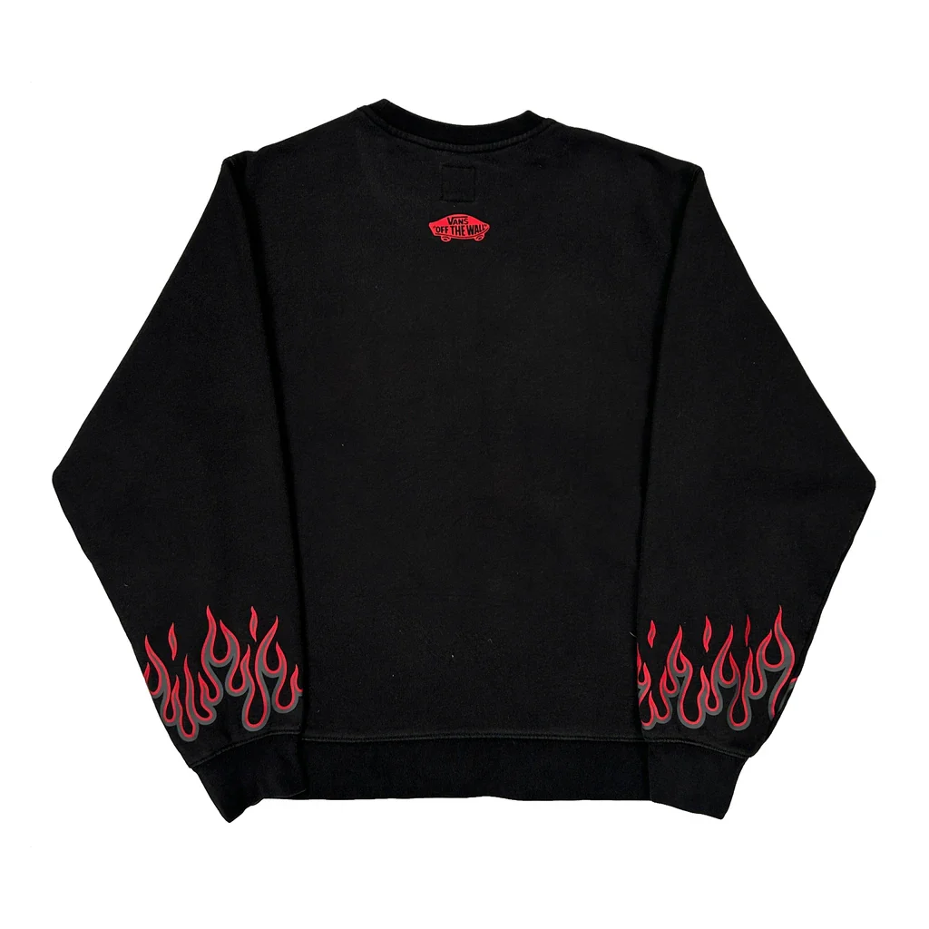 Thrasher Vans Flame Graphic Sweatshirt - Small Black Cotton - Image 2