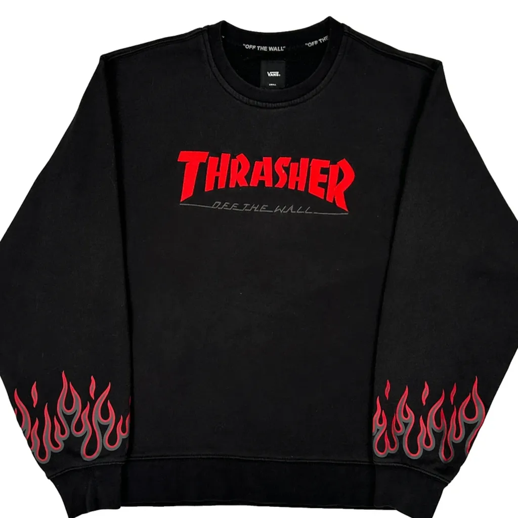 Thrasher Vans Flame Graphic Sweatshirt - Small Black Cotton - Image 5