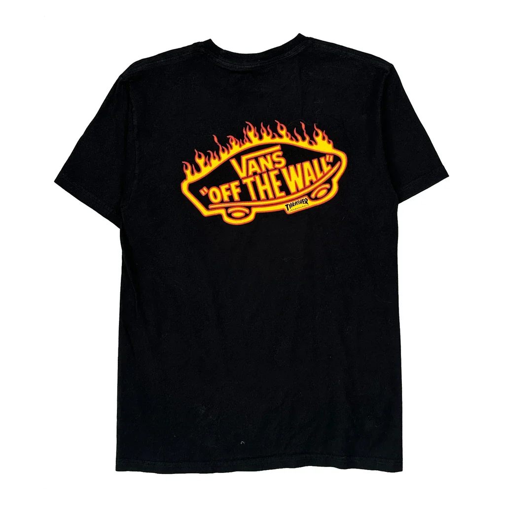 Thrasher Vans Graphic T-Shirt - Small Black Cotton - Image 2