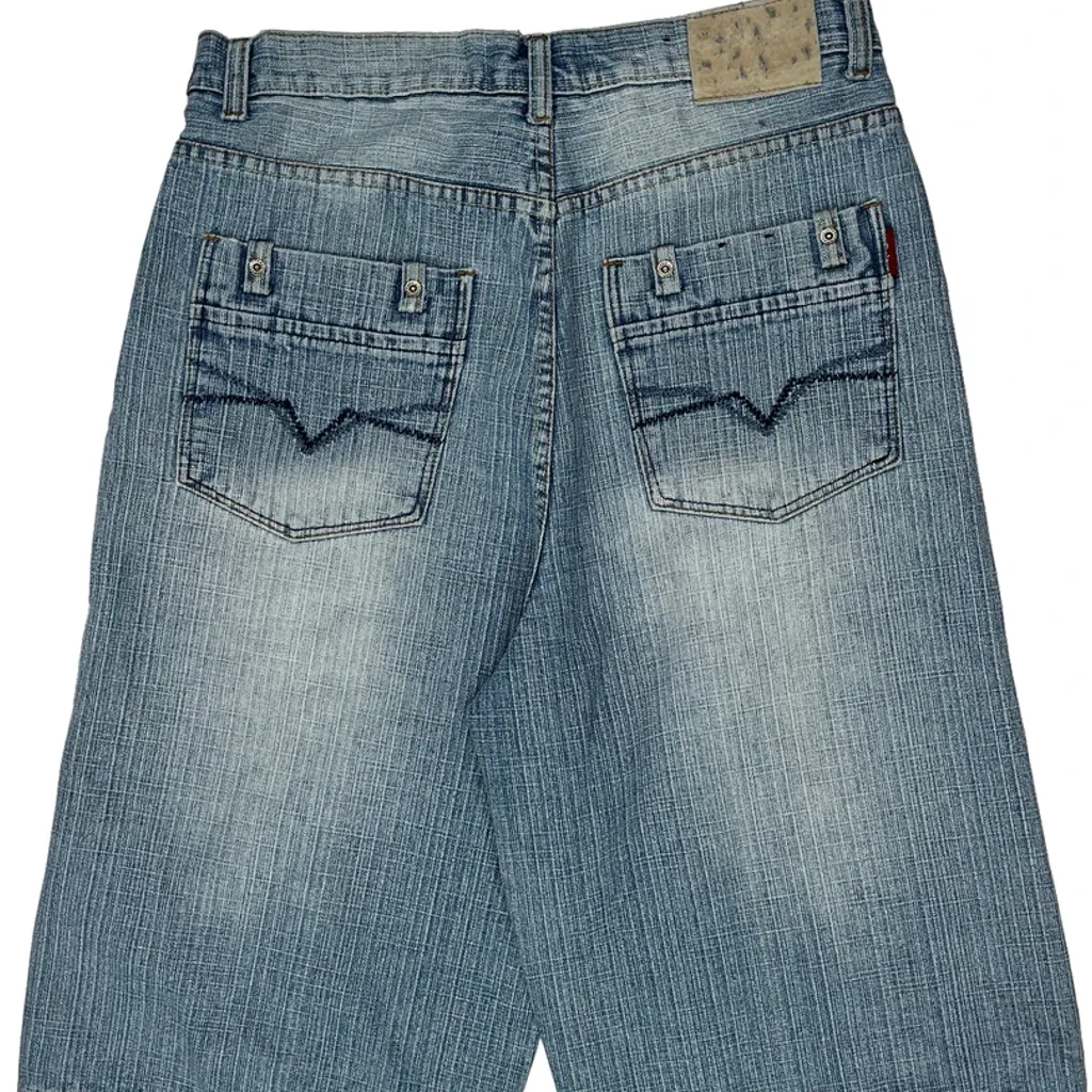Three Baggy Denim Shorts - 32W 14L Blue Cotton - Image 8
