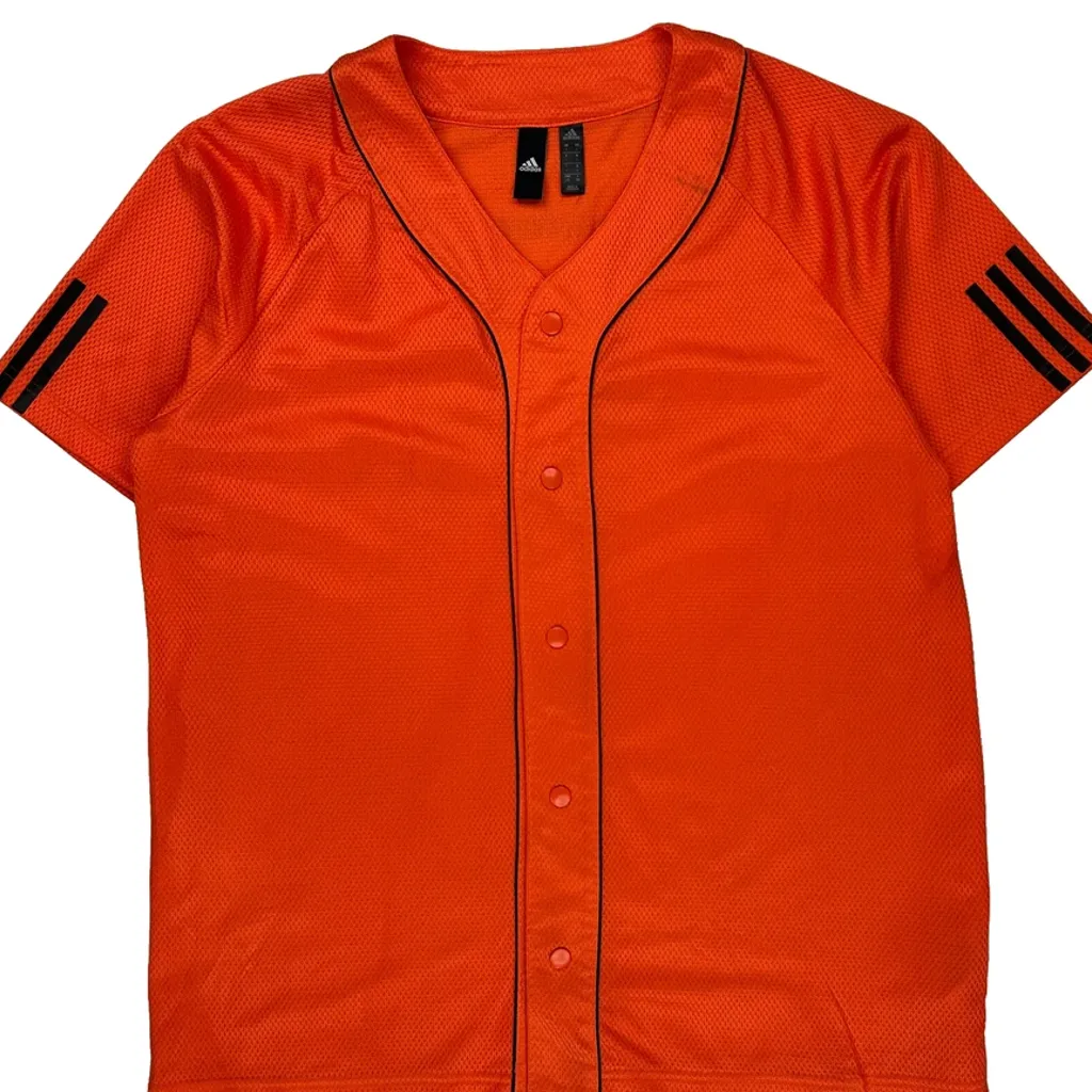 Three Stripe Life Adidas Graphic Jersey - Large Orange Polyester - Image 5