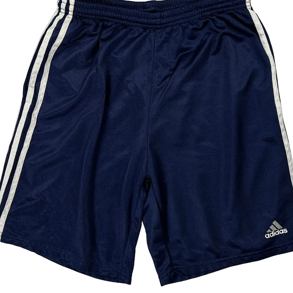 Three Stripes Adidas Sport Shorts - Medium Blue Polyester - Image 5