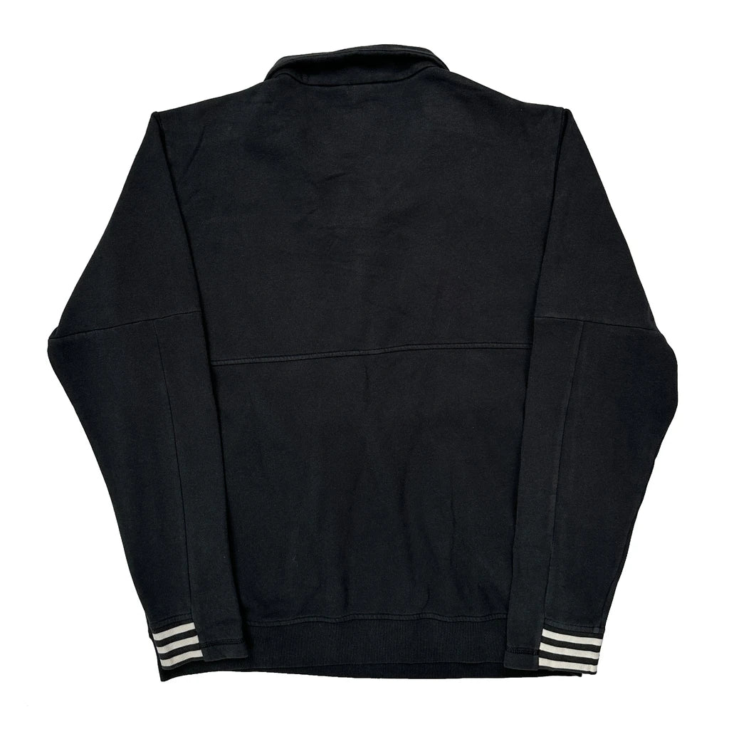 Three Stripes On Cuffs Adidas 1/4 Zip - Large Black Polyester - Image 2