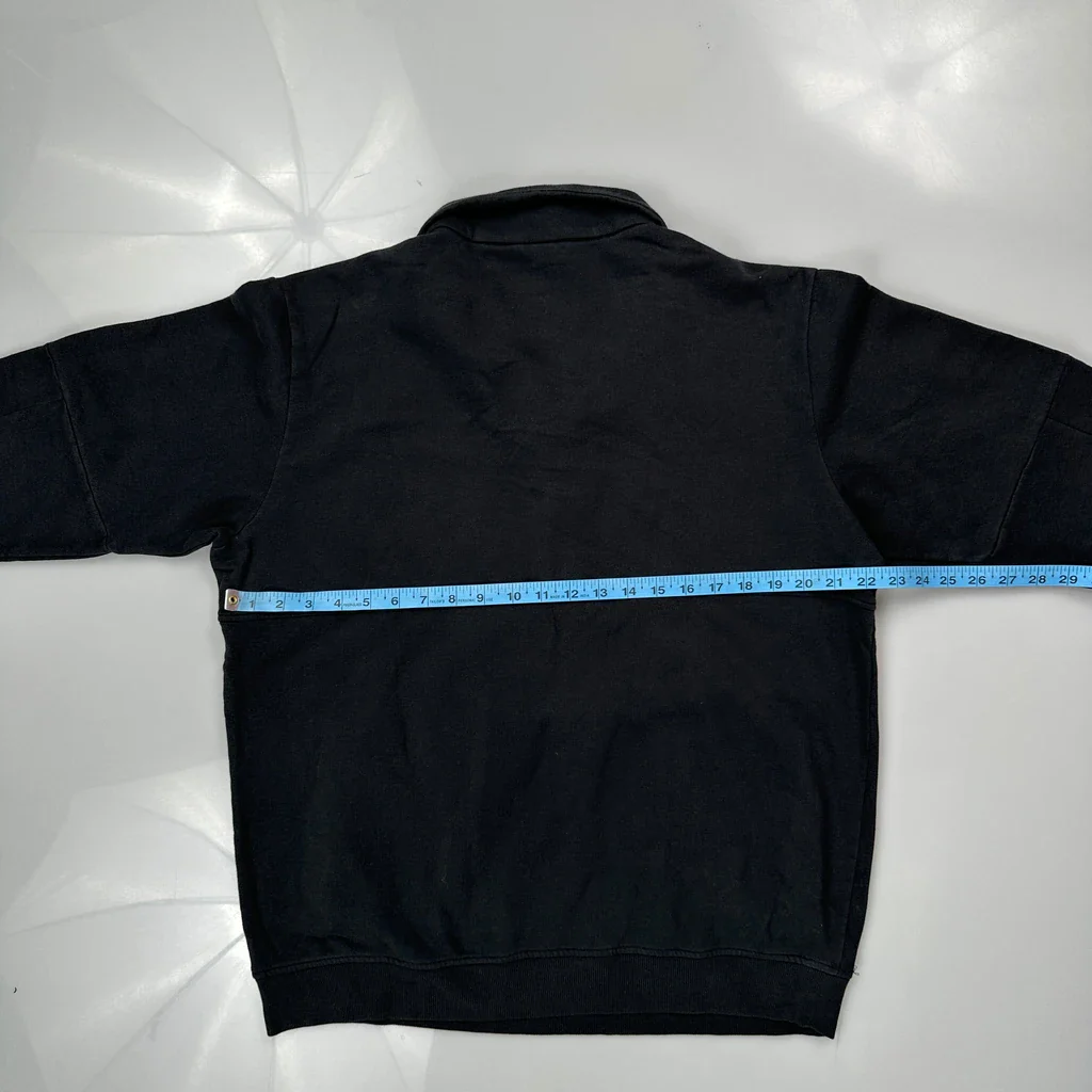 Three Stripes On Cuffs Adidas 1/4 Zip - Large Black Polyester - Image 3