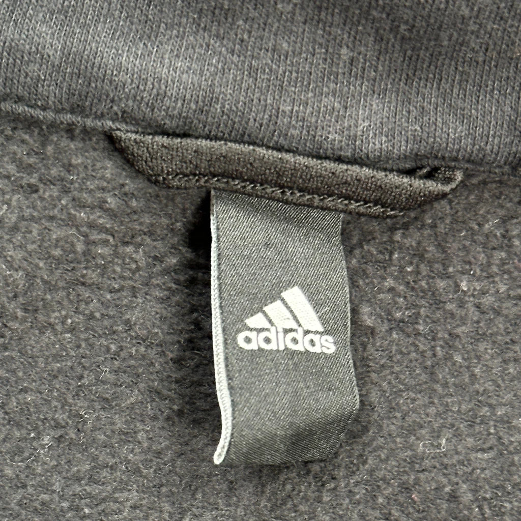 Three Stripes On Cuffs Adidas 1/4 Zip - Large Black Polyester - Image 4