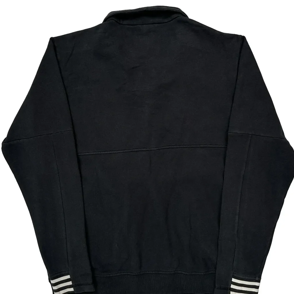 Three Stripes On Cuffs Adidas 1/4 Zip - Large Black Polyester - Image 7