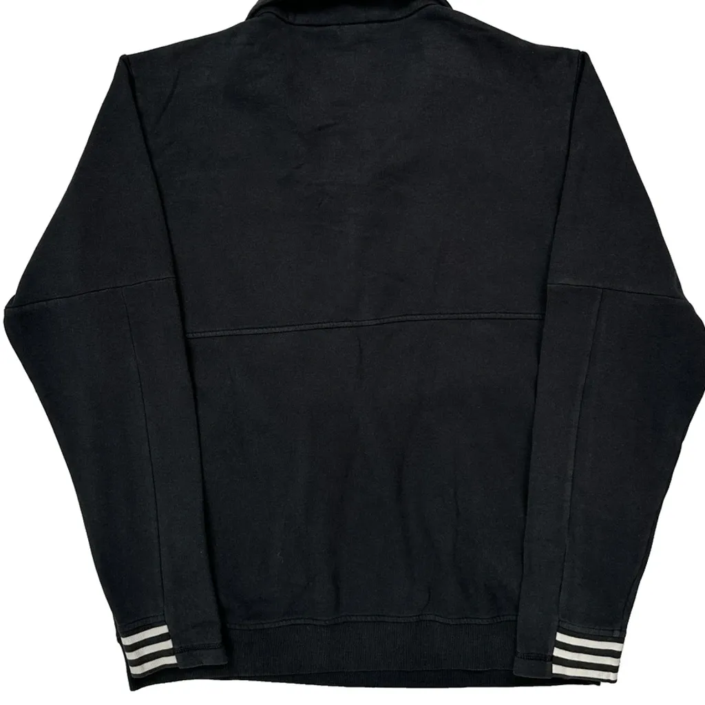 Three Stripes On Cuffs Adidas 1/4 Zip - Large Black Polyester - Image 8