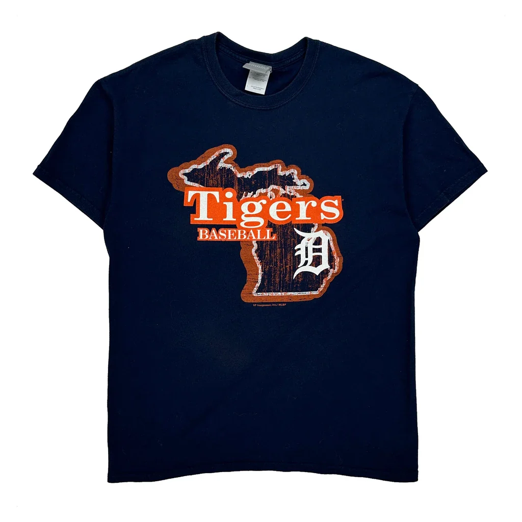 Tigers Baseball Mlb T-Shirt - Large Navy Cotton
