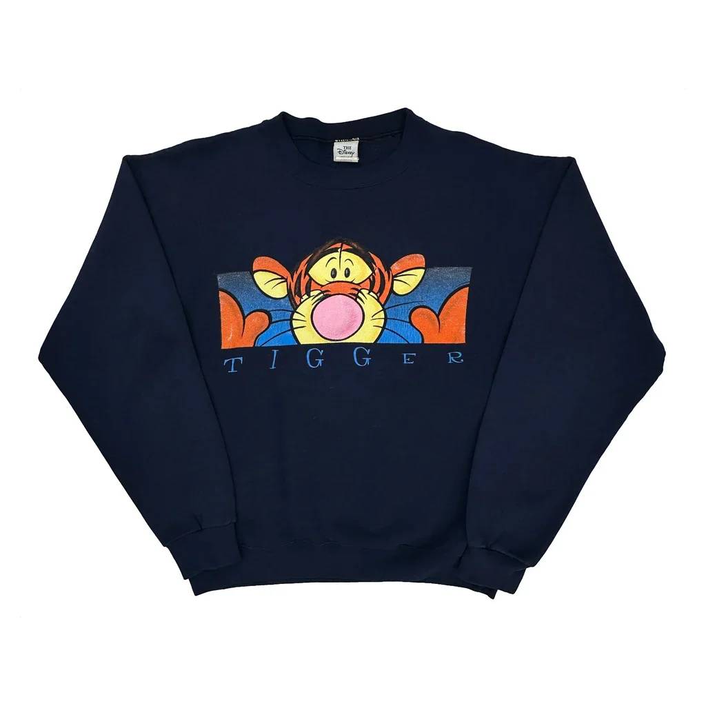 Tigger Disney Cartoon Sweatshirt - Large Navy Cotton
