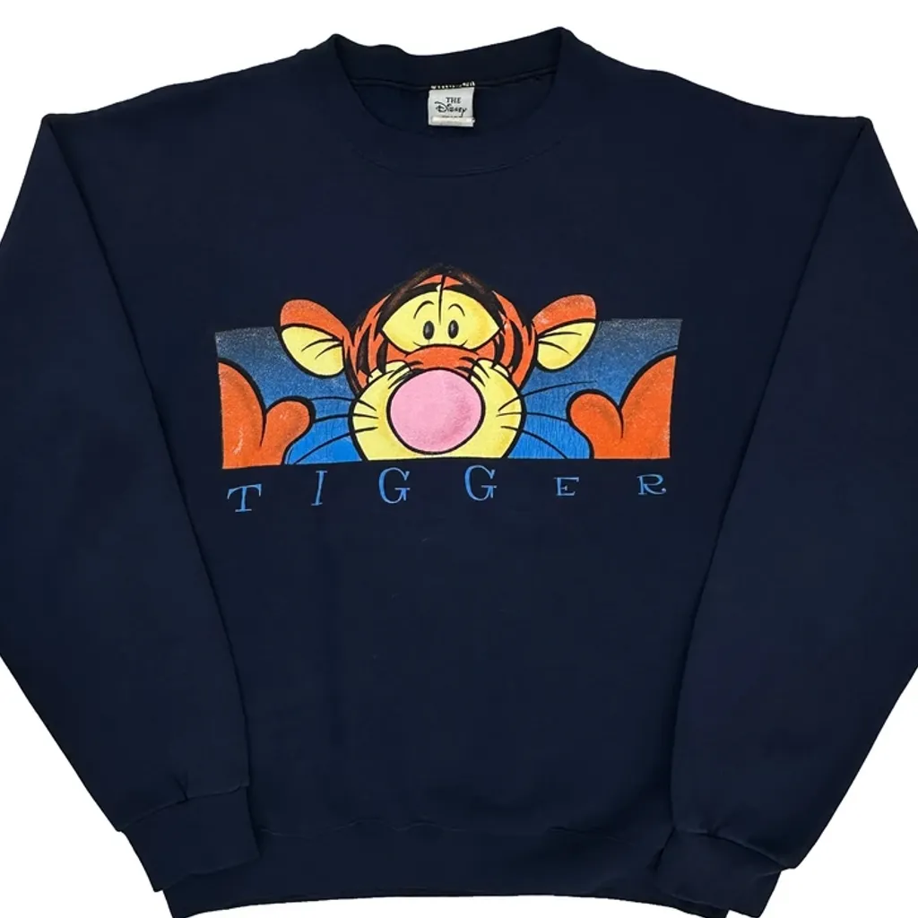 Tigger Disney Cartoon Sweatshirt - Large Navy Cotton - Image 6