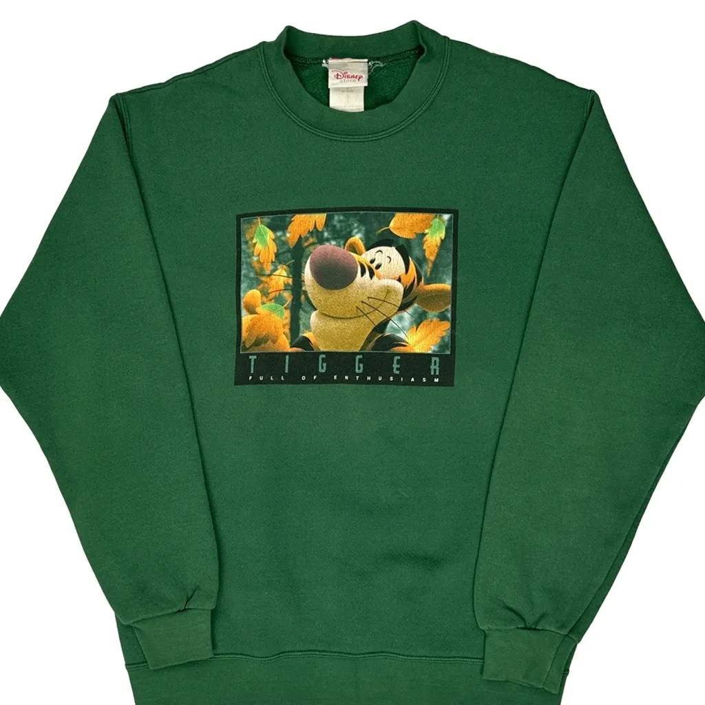 Tigger Disney Cartoon Sweatshirt - Small Green Cotton - Image 5