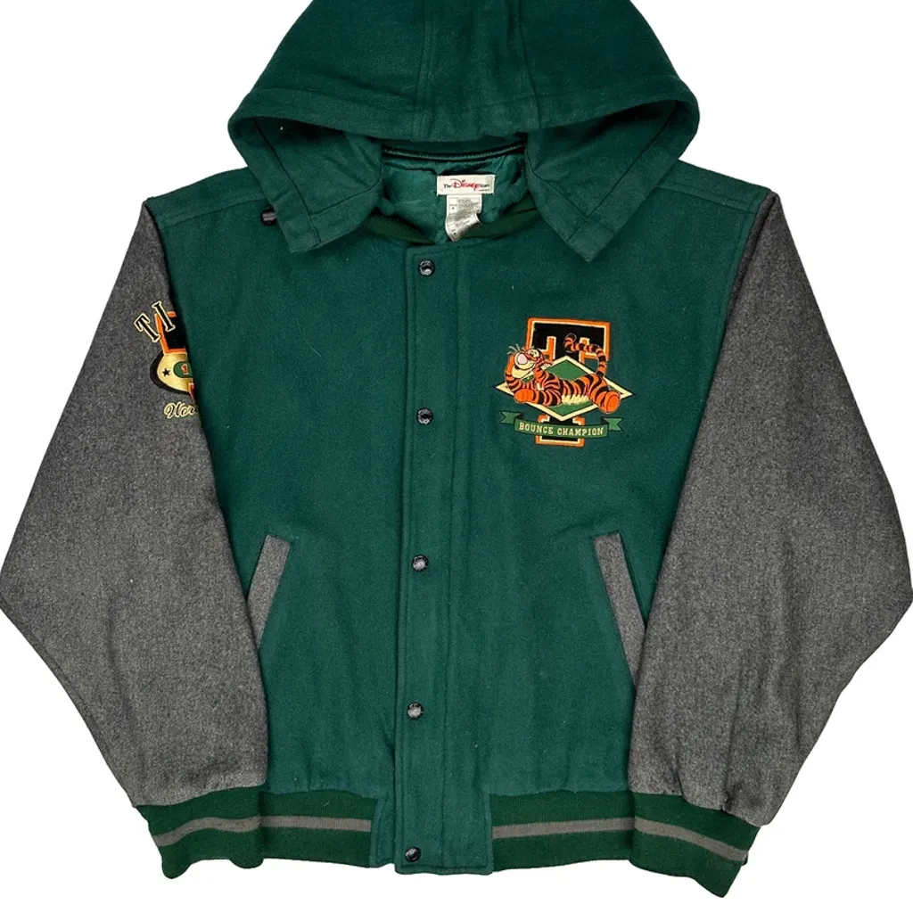 Tigger Disney Graphic Varsity Jacket - Medium Green Wool Blend - Image 4