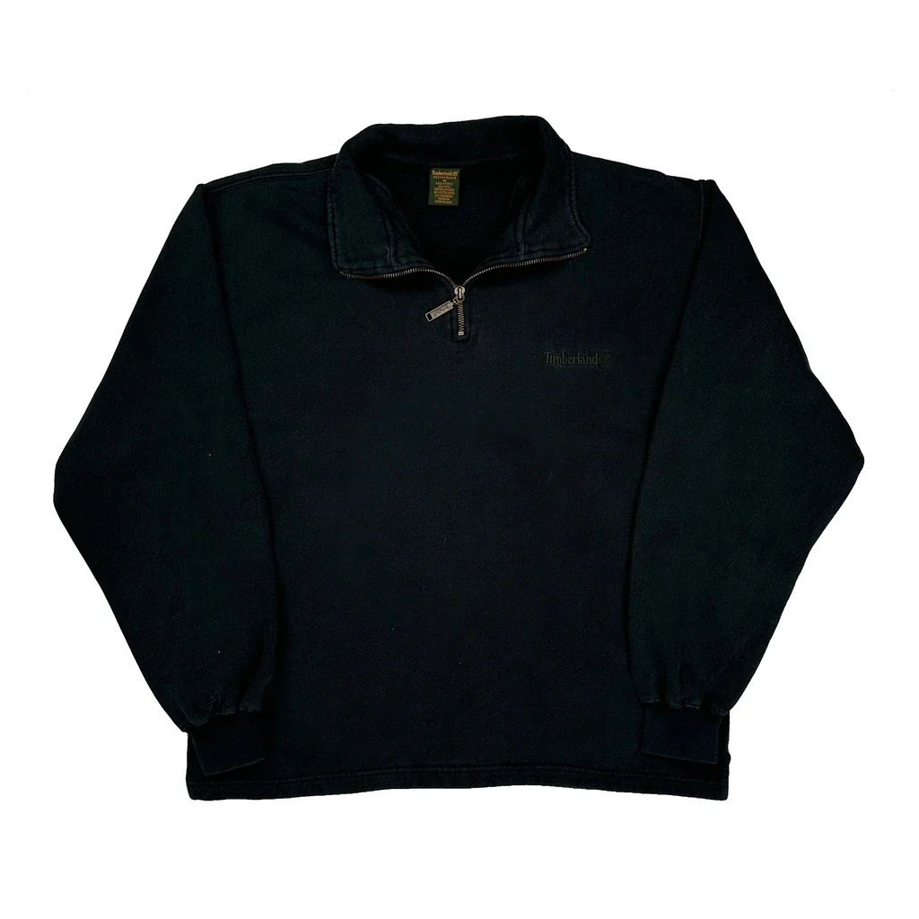 Timberland 1/4 Zip - Medium Black Cotton Blend